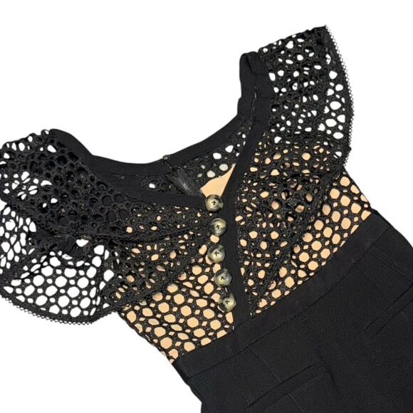 SELF PORTRAIT X REVOLVE black Lace Guipure Frill off the shoulder Jumpsuit sz 6 - Picture 6 of 11
